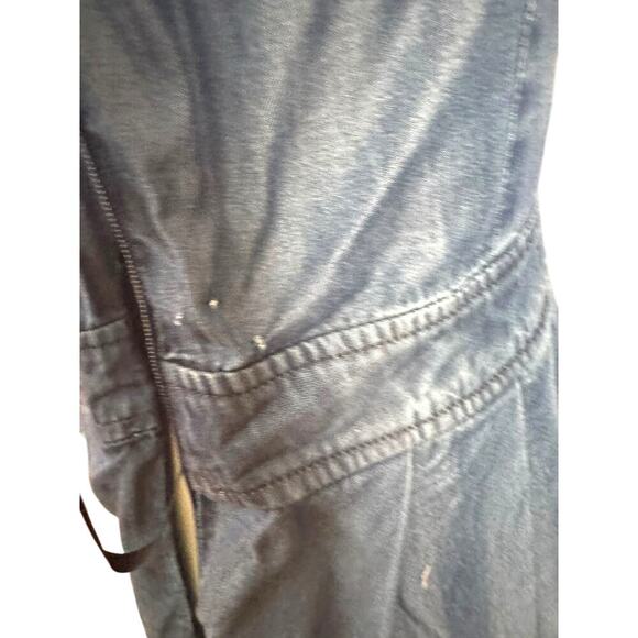 Tommy Hilfiger Shirt Dress Womens Blue Chambray Roll Tab Sleeve Pockets - Picture 7 of 16